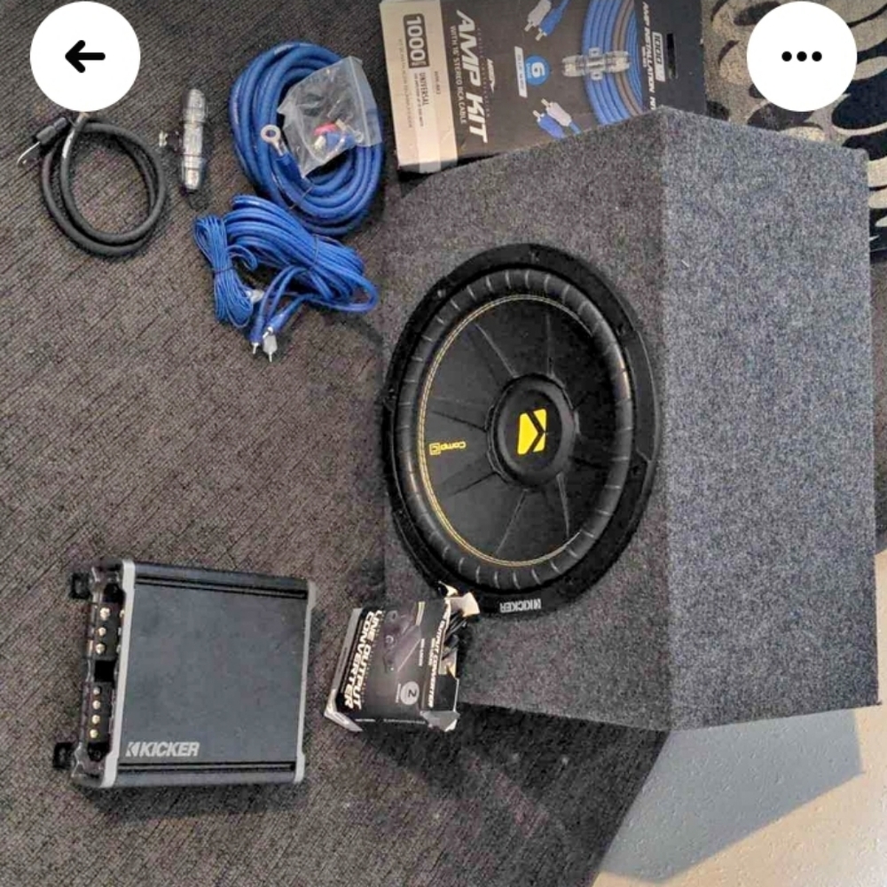 Kicker 12" 800w kicker amp and amp kit and stereo inverter.